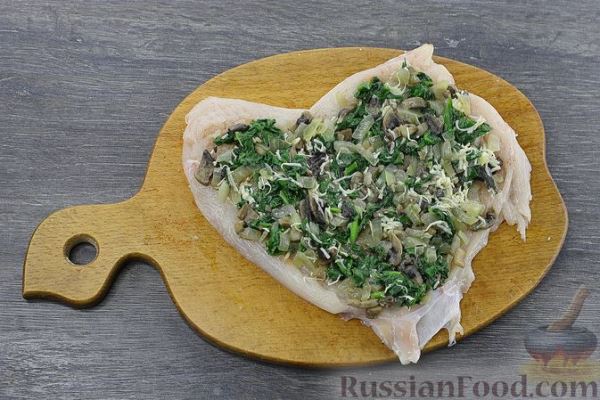 Куриные рулеты с грибами и шпинатом